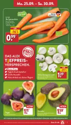 Gazetka promocyjna Aldi Nord - Von Montag - Gazetka - ważna od 30.09 do 30.09.2023 - strona 3 - produkty: aldi, angebot, avocado, avocados, beutel, bio, champignon, champignons, eis, Feigen, möhren, reis, Schal, Schale, speisemöhren, Ti, trolli, ZTE