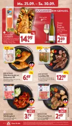 Gazetka promocyjna Aldi Nord - Von Montag - Gazetka - ważna od 30.09 do 30.09.2023 - strona 4 - produkty: aqua, auer, braten, burgunder, eis, Elan, filet, filets, flasche, fleisch, gin, grauer burgunder, grill, gulasch, hackfleisch, hähnchenschenkel, henkel, kräuter, lachs, lachsfilet, lachsfilets, lamm, Lammfilets, marinade, nuss, reis, rwe, schenkel, schinken, schwein, schweine, Schweinehackfleisch, silvaner, Ti, tiefpreis, tisch, wein, weine, Weißwein, ZTE