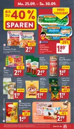 Gazetka promocyjna Aldi Nord - Von Montag - Gazetka - ważna od 30.09 do 30.09.2023 - strona 7 - produkty: aus der tiefkühlung, beutel, brötchen, chips, chipsfrisch, cola, coppenrath, Dr. Oetker, eis, elle, ferrero, früchte, funny-frisch, gin, houdek, hülsenfrüchte, kabanos, Käse, leine, milka, milkana, reis, ristorante, sahne, Schmelzkäse, senf, stieleis, teller, Ti, toast, toasty, würstchen, ZTE