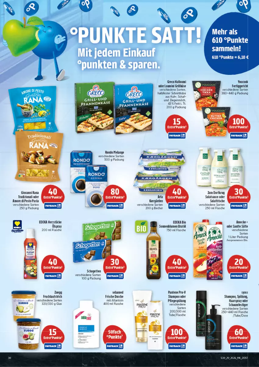 Aktueller Prospekt Marktkauf - Prospekt - von 12.07 bis 18.07.2026 - strona 30 - produkty: amecke, aufstrich, Becher, bio, blume, blumen, deka, dip, dusche, edeka bio, Elan, fertiggericht, flasche, frucht, fruchtaufstrich, gin, giovanni rana, grill, Grillkäse, haarspray, halbfester schnittkäse, Halloumi, Käse, milch, oder schaumfestiger, pantene, pasta, pesto, pfanne, pfannen, pfannenkäse, Pflegespülung, Rana, säfte, salat, salatsauce, sauce, schaumfestiger, schnittkäse, schogetten, shampoo, sonnenblume, sonnenblumen, spülung, syoss, Ti, Yo, YouCook, zuegg, Zum Dorfkrug