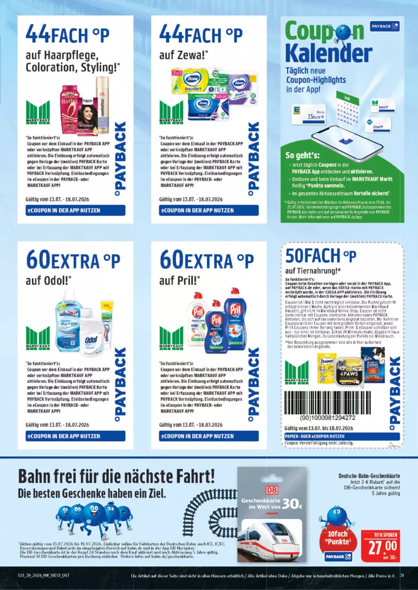 Aktueller Prospekt Marktkauf - Prospekt - von 12.07 bis 18.07.2026 - strona 31 - produkty: angebot, auto, buch, coupon, coupons, decke, deka, elle, ente, gin, haarpflege, LG, Odol, payback, pril, Rauch, Sofa, Ti, tiernahrung, tisch, zewa