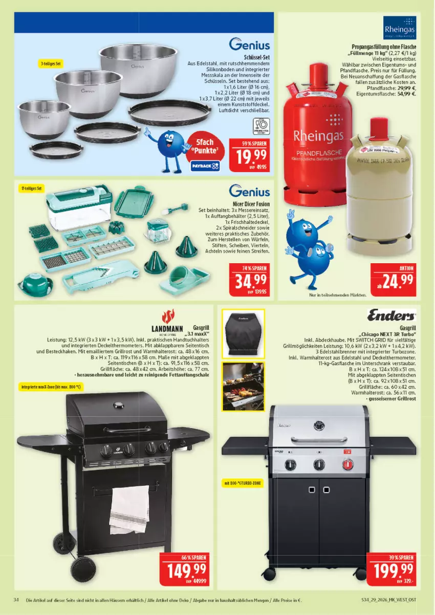 Aktueller Prospekt Marktkauf - Prospekt - von 12.07 bis 18.07.2026 - strona 34 - produkty: abdeckhaube, Behälter, besteck, decke, Deckel, edelstahl, eis, elle, flasche, gasgrill, grill, grillfläche, grillrost, handtuch, Handtuchhalter, messer, reifen, reis, Schal, Schale, Schrank, schüssel, Spiralschneider, stifte, thermometer, Ti, tisch, tuc, unterschrank