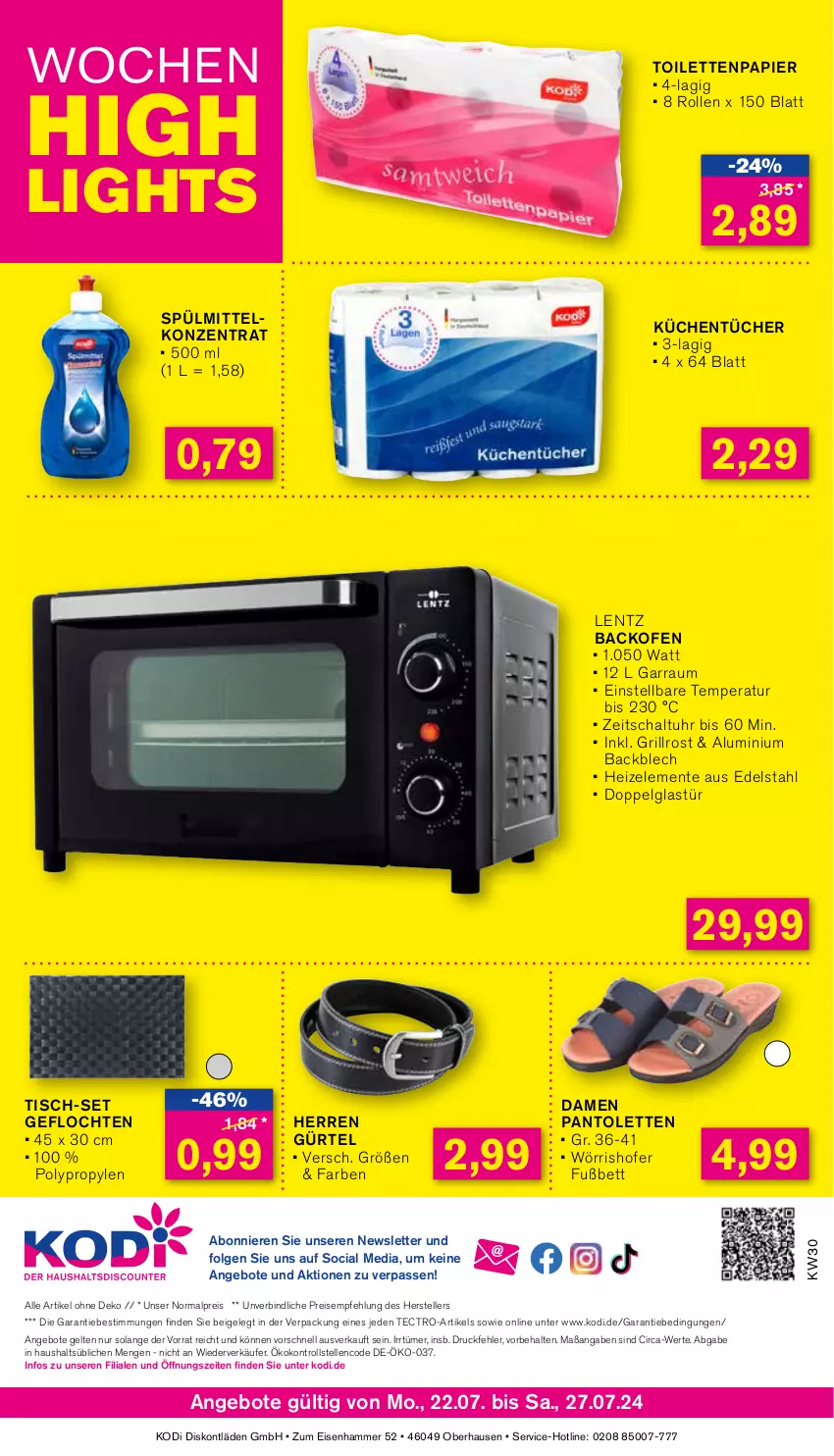 Aktueller Prospekt Kodi - Prospekte - von 22.07 bis 27.07.2024 - strona 8 - produkty: angebot, angebote, backofen, bett, edelstahl, eis, elle, ente, garraum, Glastür, grill, grillrost, küche, Küchen, küchentücher, lenco, LG, Ofen, pantolette, pantoletten, papier, reis, Schal, spülmittel, tectro, teller, Ti, tisch, toilettenpapier, tücher, uhr