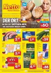 Gazetka promocyjna Netto Marken-Discount - Filial-Angebote - Gazetka - ważna od 02.04 do 02.04.2022 - strona 1 - produkty: angebot, asti, backofen, brötchen, butter, drink, eis, energy drink, erde, gurke, gurken, jacobs, jacobs krönung, kaffee, könig pilsener, küche, Küchen, küchentücher, mehl, ndk, Ofen, pils, pilsener, red bull, reis, schwein, stube, Ti, tücher, versandkostenfrei, weihenstephan, wein, ZTE