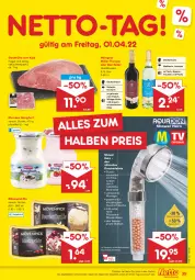Gazetka promocyjna Netto Marken-Discount - Filial-Angebote - Gazetka - ważna od 02.04 do 02.04.2022 - strona 39 - produkty: almighur, almighurt, angebot, braten, dornfelder, dusche, ehrmann, ehrmann almighurt, eis, fisch, fleisch, früchte, früchten, hero, Käse, meeresfrüchte, mövenpick, mövenpick eis, Müller, Müller-Thurgau, passend für alle, pasta, qualitätswein, reis, rotwein, saft, schläuche, steak, steakhüfte, Ti, tisch, wasser, wein, Weißwein, Wild, ZTE