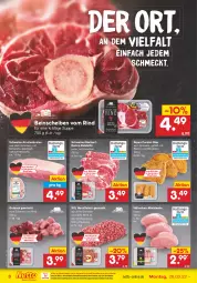 Gazetka promocyjna Netto Marken-Discount - Filial-Angebote - Gazetka - ważna od 02.04 do 02.04.2022 - strona 8 - produkty: bacon, Bergkäse, braten, cordon bleu, eis, fleisch, gulasch, hackfleisch, hackfleisch gemischt, Käse, kotelett, krustenbraten, natur, ndk, reis, rind, schinken, schwein, schwein und rind, schweine, steak, steaks, suppe, Ti, versandkostenfrei, vom schwein und rind, wein, weine