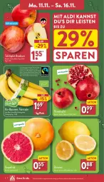 Gazetka promocyjna Aldi Nord - Von Montag - Gazetka - ważna od 16.11 do 16.11.2024 - strona 2 - produkty: aldi, apfel, auer, banane, bananen, Bau, Bauer, bio, bio-bananen, eis, grana, granatapfel, grapefruit, Rana, reis, Schal, Schale, tafeläpfel, Ti, trolli, zitrone, zitronen, ZTE