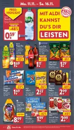 Gazetka promocyjna Aldi Nord - Von Montag - Gazetka - ważna od 16.11 do 16.11.2024 - strona 6 - produkty: aldi, Alwa, aus der tiefkühlung, beutel, chips, chipsfrisch, coca-cola, cola, coppenrath, eis, elle, ente, flasche, frucht, funny-frisch, gin, grill, Happy Day, knoppers, langnese, Lust auf Torte, magnum, mars, mineralwasser, natur, natürliches mineralwasser, piccolinis, Rauch, reis, rel, riegel, stieleis, storck, teller, Ti, torte, volvic, wagner, wasser, ZTE, zucker