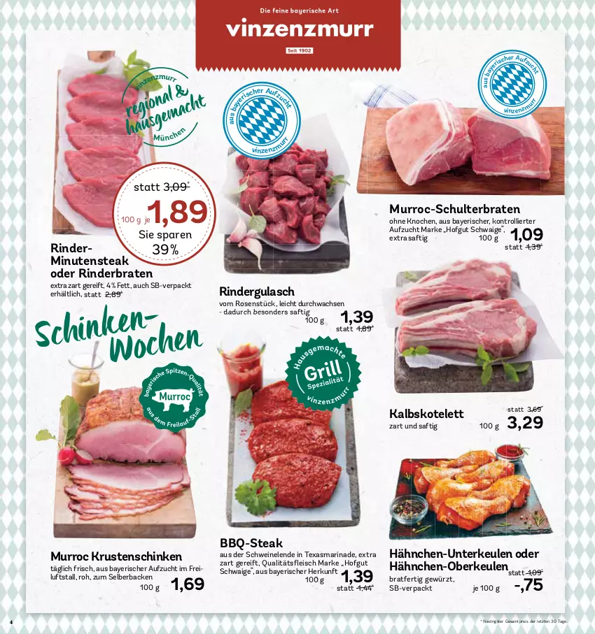 Aktueller Prospekt Aez - Prospekte - von 21.08 bis 26.08.2023 - strona 4 - produkty: braten, eis, gewürz, gulasch, Hähnchen-Oberkeulen, Hähnchen-Unterkeulen, hofgut, kalbskotelett, kotelett, Krustenschinken, marinade, reis, rind, rinder, rinderbraten, rindergulasch, rosen, saft, schinken, schwein, schweine, steak, Ti, trolli, wein, weine, ZTE