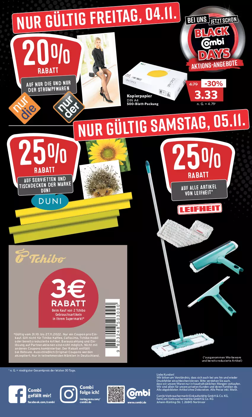 Aktueller Prospekt Combi - Prospekte - von 01.11 bis 05.11.2022 - strona 4 - produkty: Cafissimo, coupon, coupons, decke, dekoration, din a4, duni, eis, elle, erde, gin, kaffee, kopierpapier, lack, leifheit, LG, papier, Rauch, reis, rum, Schleich, Serviette, servietten, sim, Tchibo, teller, Ti, tisch, tischdecke, ZTE