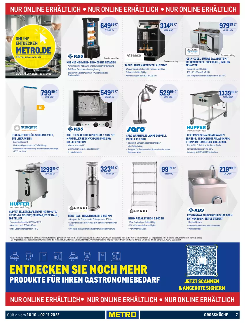 Aktueller Prospekt Metro - Profi Technik Spezial - von 20.10 bis 02.11.2022 - strona 7 - produkty: angebot, angebote, auto, Bau, Behälter, bohne, bohnen, decke, Deckel, dell, edelstahl, eis, Electrolux, Elektro, elle, ente, erde, geschirr, Gläser, grill, kaffee, kaffeevollautomat, klarspüler, korb, kraft, küche, kuchen, kühlschrank, lamm, Lampe, LG, mais, Metro, Mode, ndk, Ofen, pizza, Pizzaofen, Rauch, regal, reiniger, Reinigung, Reinigungsmittel, reis, Ria, ring, Rondell, rwe, saro, Schal, Schrank, schubladen, Sport, spülmaschinen, spülmittel, teller, Ti, timer, tisch, top-hit, vitrine, waschbecken, wasser, wassertank