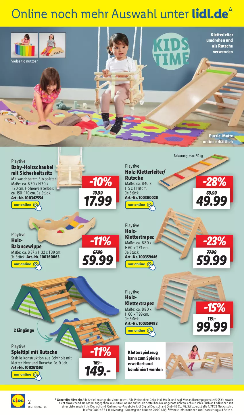 Aktueller Prospekt Lidl - Wochen-Highlights im Onlineshop - von 16.10 bis 22.10.2023 - strona 4 - produkty: angebot, angebote, eis, elle, erde, Holz, ndk, Puzzle, reis, rel, rwe, Schal, Schale, Schaukel, Spiele, spielzeug, telefon, Ti, Tipi, uhr