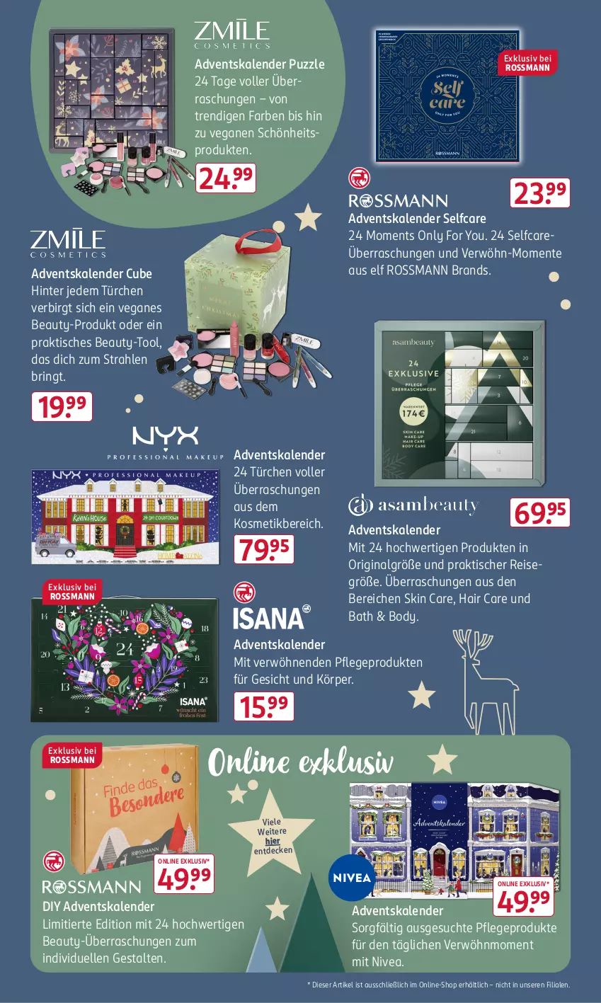 Aktueller Prospekt Rossmann - Prospekte - von 16.09 bis 13.10.2024 - strona 3 - produkty: Adventskalender, body, decke, eis, elle, ente, gin, kosmetik, LG, nivea, Puzzle, reis, ring, Ti, tisch, Yo