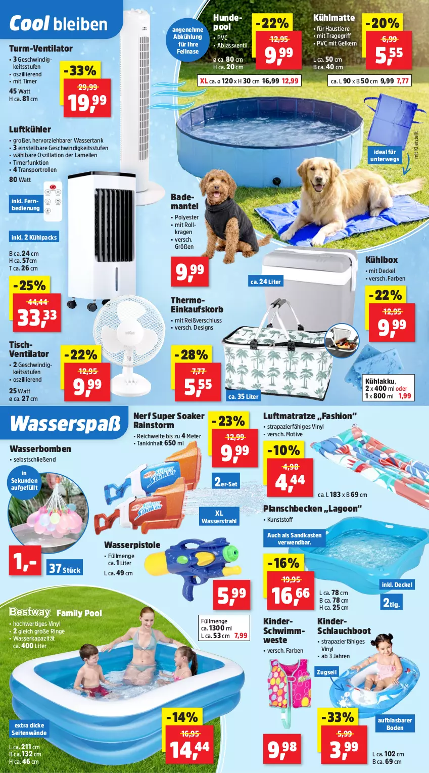 Aktueller Prospekt Thomas Philipps - von 15.06 bis 20.06.2026 - strona 8 - produkty: akku, aust, Bad, Bademantel, decke, Deckel, einkaufskorb, elle, family pool, fernbedienung, Kinder, korb, kühlakku, kühlbox, LG, luftmatratze, Mantel, matratze, ndk, nerf, planschbecken, pool, ring, rwe, Sandkasten, schlauch, Sport, Stier, Ti, Tiere, timer, tisch, tischventilator, tragegriff, ventilator, wasser, wasserbomben, wasserpistole, wassertank, Weste