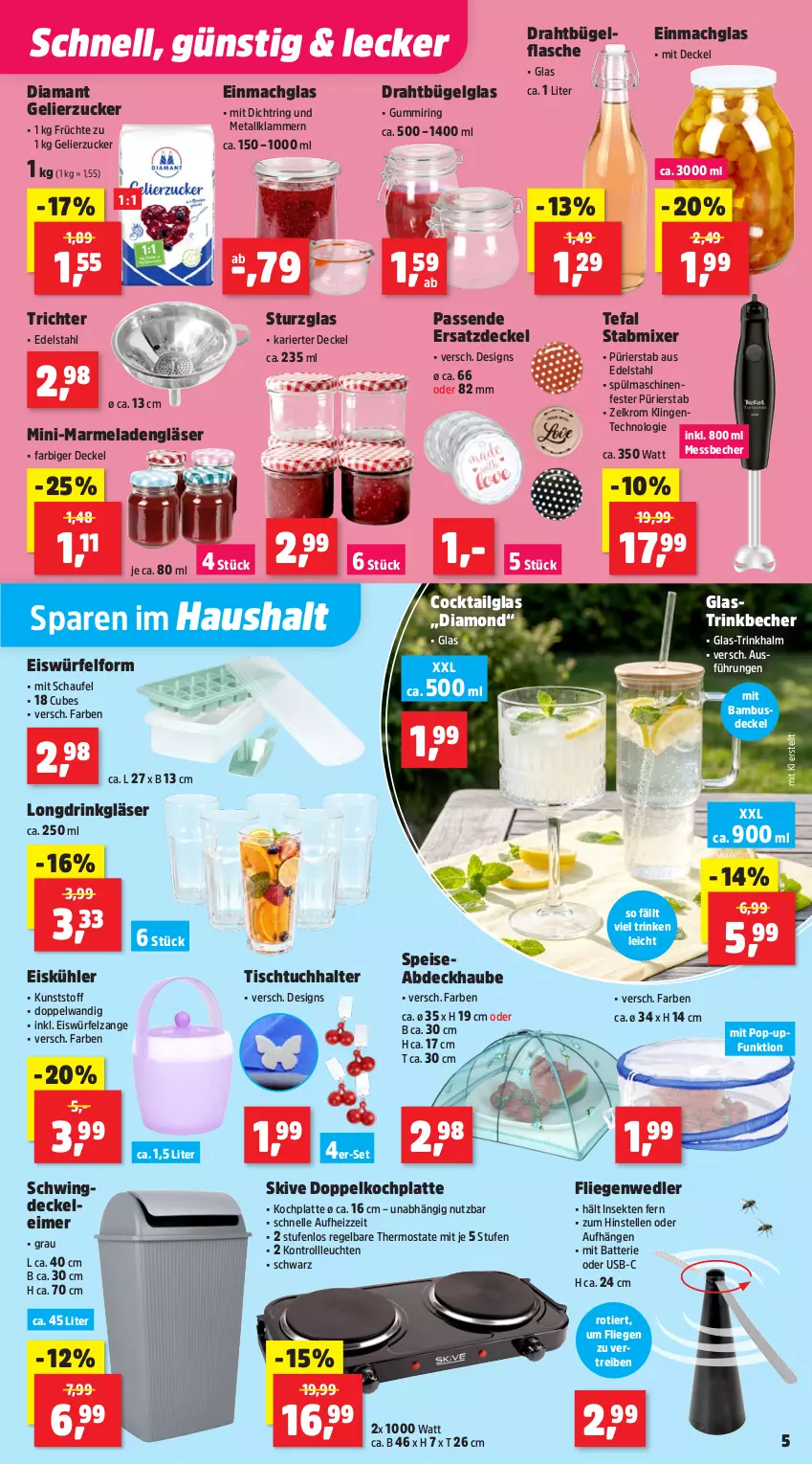 Aktueller Prospekt Thomas Philipps - von 15.06 bis 20.06.2026 - strona 9 - produkty: abdeckhaube, bambus, batterie, Becher, bügel, bügelflasche, cocktail, decke, Deckel, Draht, drink, edelstahl, eimer, einmachglas, eis, eiswürfel, elle, ente, flasche, früchte, gelierzucker, Gläser, HP, Klammern, lamm, latte, leimer, Leuchte, leuchten, LG, Liege, mac, marmelade, Messbecher, Mixer, ring, sekt, spülmaschinen, stabmixer, tefal, thermostat, Ti, tisch, trinkbecher, tuc, usb, würfel, zucker