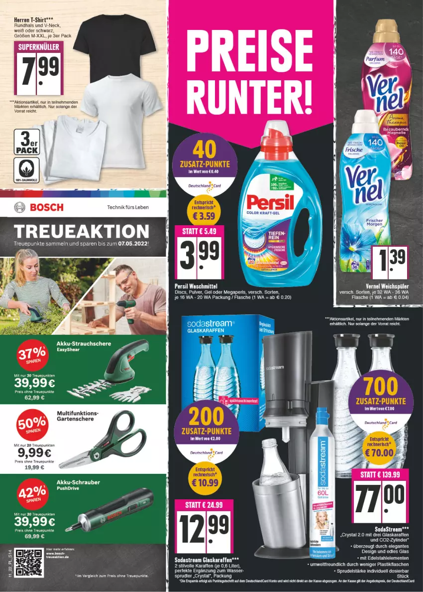 Aktueller Prospekt E Center - Angebote der Woche - von 14.03 bis 19.03.2022 - strona 14 - produkty: akku, angebot, angebotspreis, deutschland card, deutschlandcard, eis, flasche, Garten, Gartenschere, glaskaraffe, Karaffe, LG, megaperls, Rauch, reis, Schere, shirt, Soda, sodastream, Sprudel, Strauchschere, T-Shirt, Ti, vernel, weichspüler