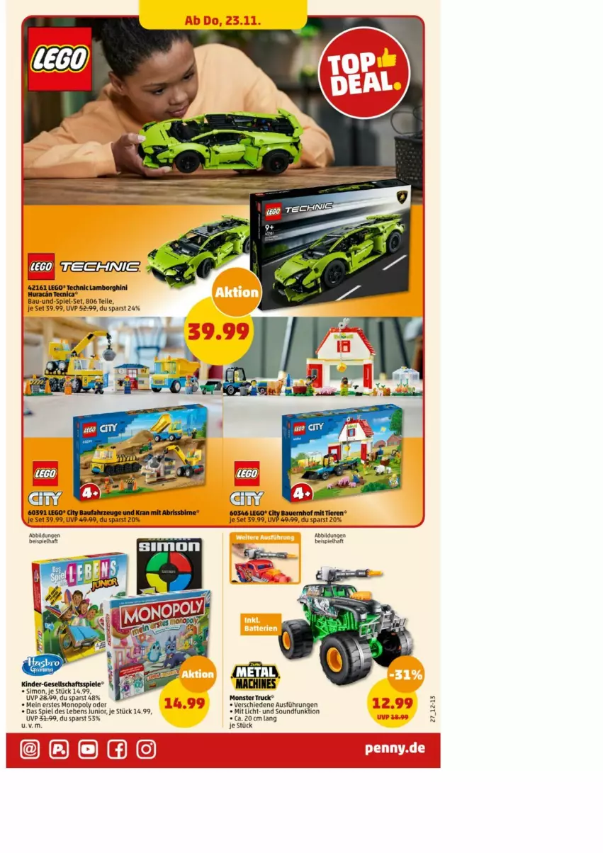 Aktueller Prospekt Penny - Prospekte - von 20.11 bis 25.11.2023 - strona 29 - produkty: Bau, eis, Kinder, mac, monster, Monster Truck, sim, Technic, Ti