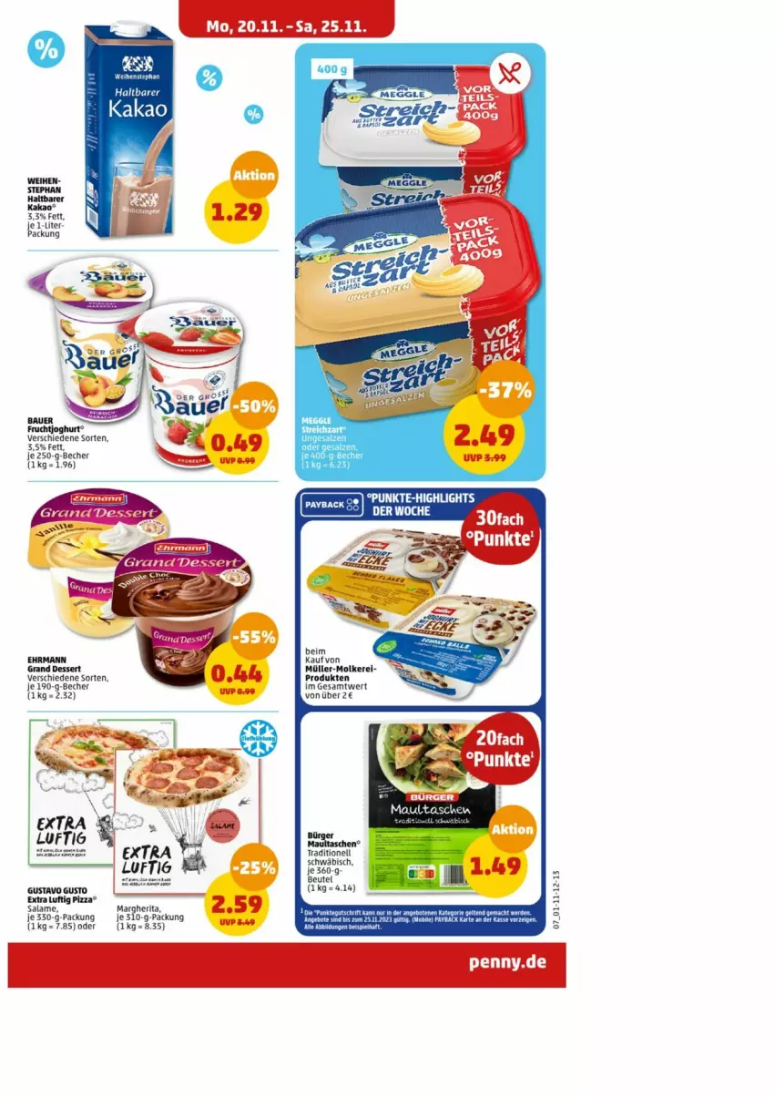 Aktueller Prospekt Penny - Prospekte - von 20.11 bis 25.11.2023 - strona 7 - produkty: Becher, frucht, fruchtjoghurt, joghur, joghurt, kakao, Ti