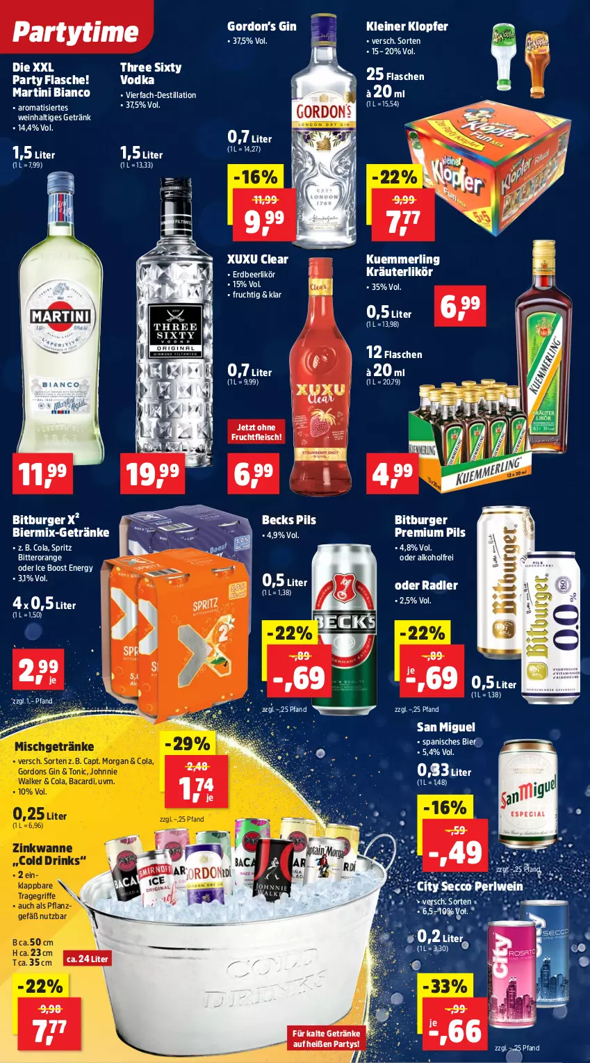 Aktueller Prospekt Thomas Philipps - von 29.12.2026 bis 03.01.2027 - strona 2 - produkty: alkohol, bacardi, becks, bier, bitburger, burger, Cap, cola, drink, drinks, ecco, eis, flasche, fleisch, frucht, fruchtfleisch, getränk, getränke, gin, gordon, Gordon’s, gordons, johnnie walker, kleiner klopfer, kräuter, kräuterlikör, kuemmerling, leine, likör, martini, merl, oder radler, orange, pils, premium pils, radler, Three Sixty, Ti, tonic, tragegriff, vodka, Wanne, wein