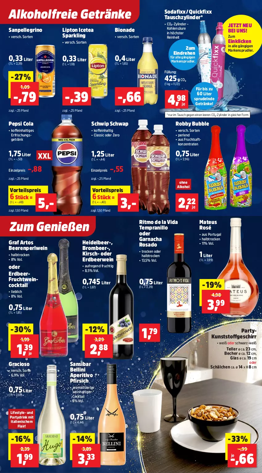 Aktueller Prospekt Thomas Philipps - von 29.12.2026 bis 03.01.2027 - strona 3 - produkty: alkohol, alkoholfreie getränke, Becher, beere, beeren, bio, bionade, cocktail, cola, drink, eis, elle, erfrischungsgetränk, frucht, fruchtsaft, geschirr, getränk, getränke, gracioso, kirsch, lipton, mateus, ohne alkohol, pepsi, Pepsi Cola, perlen, pfirsich, reis, robby, rwe, saft, sanpellegrino, Schwip Schwap, Soda, Sprudel, teller, tempranillo, Ti, vorteilspreis, wein