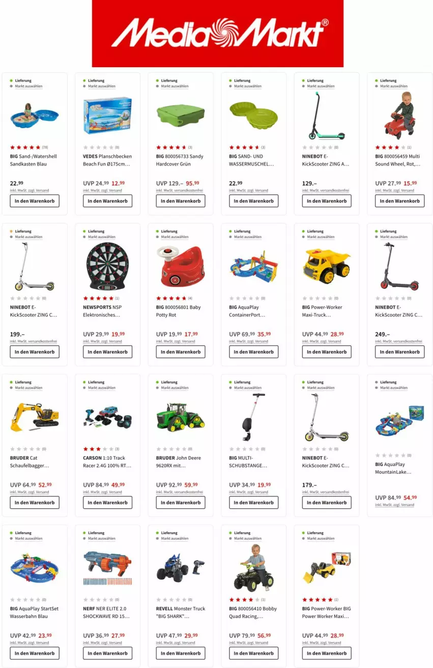 Aktueller Prospekt Media Markt - Prospekte - von 02.06 bis 08.06.2022 - strona 12 - produkty: acer, aqua, Cars, cin, Container, Elektro, korb, monster, Monster Truck, ndk, nerf, planschbecken, quad, Sandkasten, scooter, Sport, Ti, versandkostenfrei, wasser