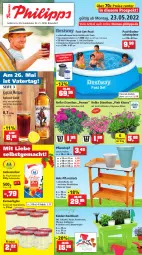 Gazetka promocyjna Thomas Philipps - Prospektwerbung - Gazetka - ważna od 28.05 do 28.05.2022 - strona 1 - produkty: abdeckplane, adapter, Bau, blume, blumen, Blüte, Brei, decke, Deckel, einmachglas, eis, fast-set-pool, früchte, Garten, gartenschlauch, gelierzucker, gewürz, Gießkanne, Holz, Kinder, latte, mac, pflanze, pflanzen, Pflanztopf, pool, reis, Ria, schlauch, Ti, tisch, topf, zucker