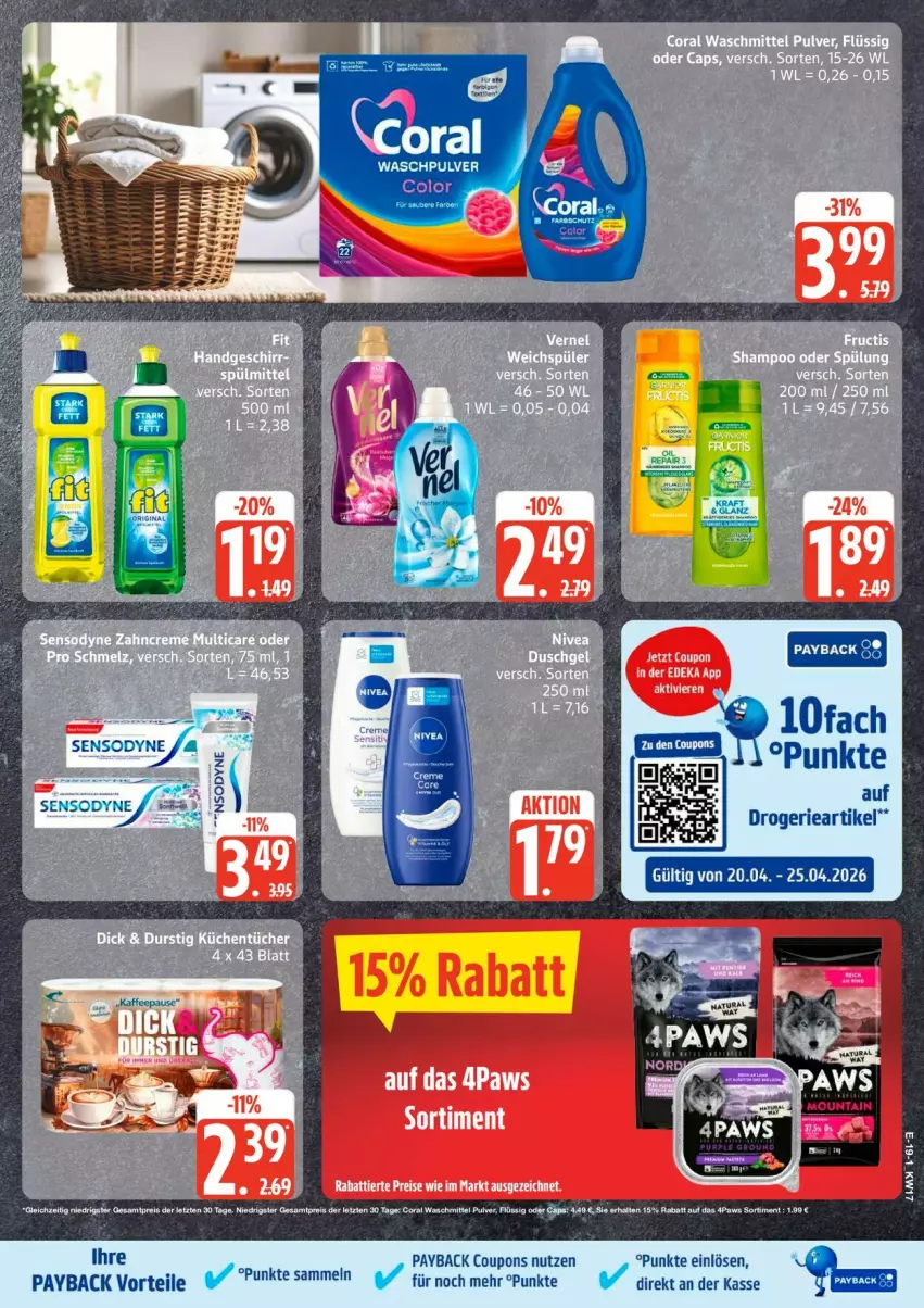 Aktueller Prospekt Edeka - Prospekte - von 20.04 bis 25.04.2026 - strona 25 - produkty: coupon, coupons, HP, payback, sensodyne, Ti, Waschpulver