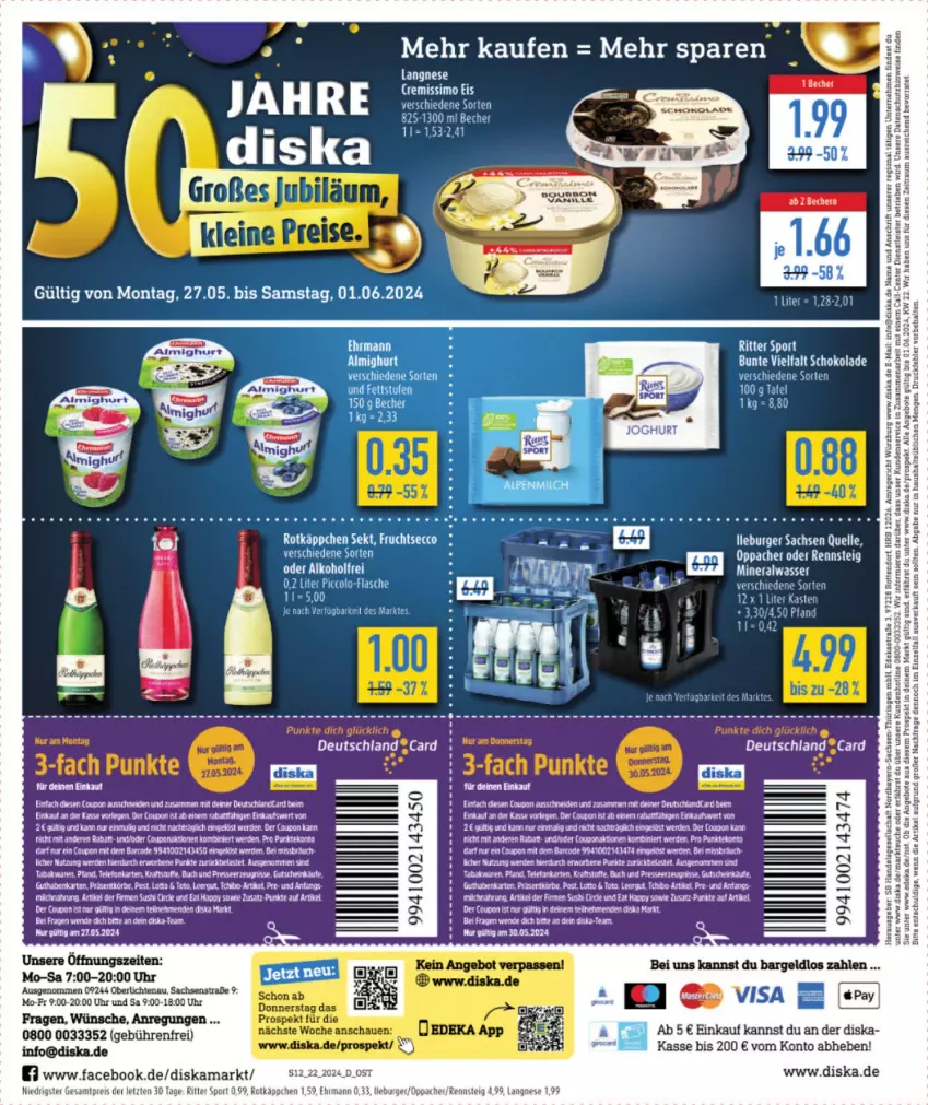 Aktueller Prospekt Diska - von 27.05 bis 01.06.2024 - strona 14 - produkty: Alwa, angebot, angebote, asti, Becher, buch, burger, Cien, coupon, deka, ecco, ehrmann, eis, ente, erde, flasche, frucht, fruchtsecco, gin, kraft, langnese, mineralwasser, reis, ritter, ritter sport, Roller, rotkäppchen, sac, schoko, schokolade, sekt, Sport, tee, telefon, Ti, uhr, wasser, ZTE