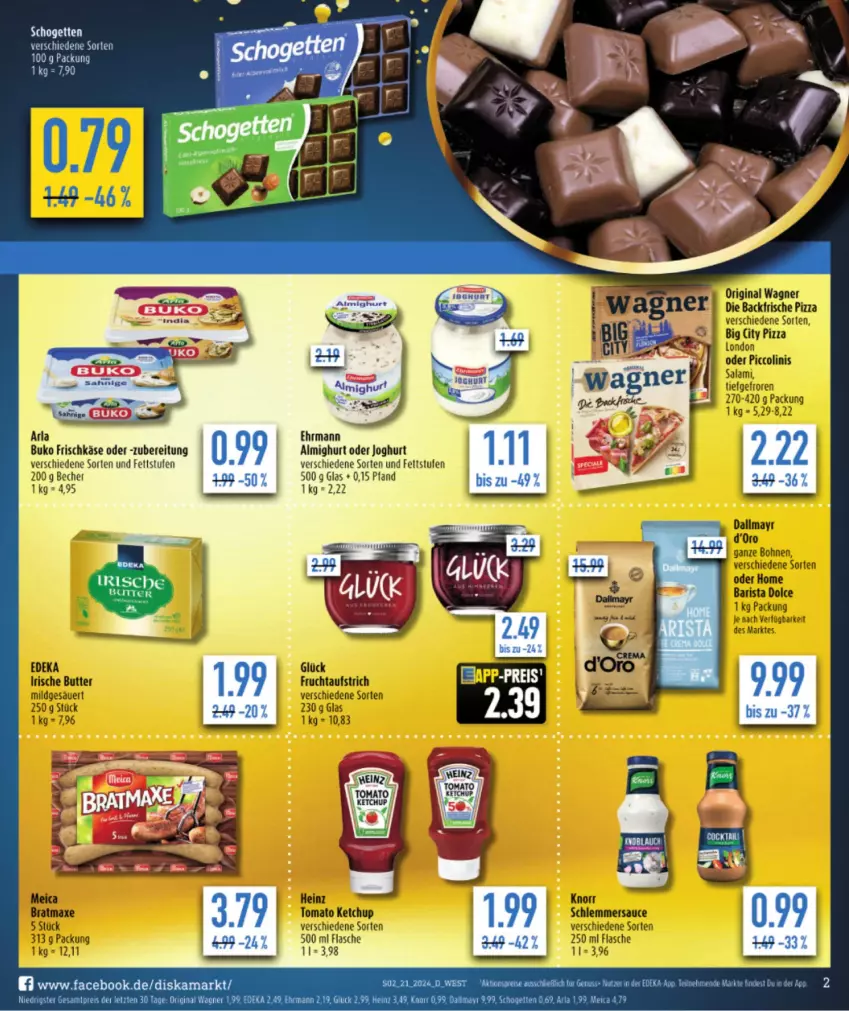 Aktueller Prospekt Diska - von 21.05 bis 25.05.2024 - strona 2 - produkty: almighur, almighurt, Becher, Buko, ehrmann, flasche, frischkäse, joghur, joghurt, Käse, schogetten