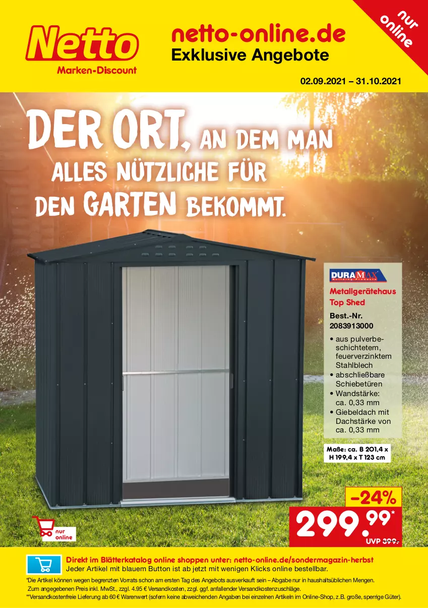 Aktueller Prospekt Netto Marken-Discount - Online-SondermagazinHerbst - von 02.09 bis 31.10.2021 - strona 1