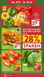 Gazetka promocyjna Aldi Nord - Von Montag - Gazetka - ważna od 02.12 do 02.12.2023 - strona 2 - produkty: aldi, angebot, eis, kartoffel, kartoffeln, LG, paprika, reis, Romatomaten, Schal, Schale, speisekartoffeln, Ti, tomate, tomaten, Wirsing, Wirsingkohl, ZTE