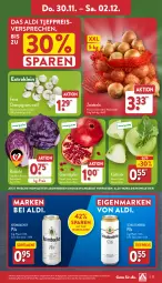 Gazetka promocyjna Aldi Nord - Von Montag - Gazetka - ważna od 02.12 do 02.12.2023 - strona 27 - produkty: aldi, angebot, apfel, champignon, champignons, eis, grana, granatapfel, Heu, kohlrabi, krombache, krombacher, krombacher pils, pils, Rana, reis, Ria, rotkohl, sac, Schal, Schale, Ti, tiefpreis, ZTE, zwiebel, zwiebeln