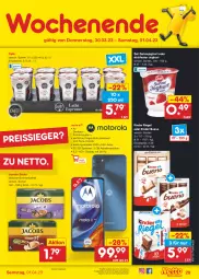 Gazetka promocyjna Netto Marken-Discount - Filial-Angebote - Gazetka - ważna od 01.04 do 01.04.2023 - strona 29 - produkty: akku, angebot, bestpreis, bohne, bohnen, bohnenkaffee, eis, fingerabdrucksensor, jacobs, joghur, joghurt, kaffee, kamera, Kameras, Kinder, kinder bueno, kinder riegel, löslicher bohnenkaffee, reis, reiss, riegel, sahne, Sahnejoghurt, Ti, zott, ZTE