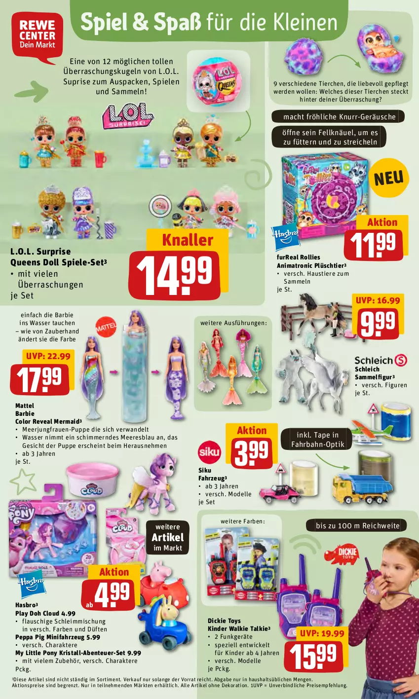 Aktueller Prospekt Rewe - Prospekte - von 27.06 bis 03.07.2022 - strona 32 - produkty: aktionspreis, alle artikel ohne dekoration, aust, Barbie, dekoration, dell, eis, elle, ente, erde, FurReal, Hasbro, Jungfrau, Kinder, Kugel, leine, mac, Mattel, Mode, Peppa Pig, Plüsch, Puppe, reis, Schleich, Spezi, Spiele, Stier, Ti, Tiere, wasser, WICK, wolle