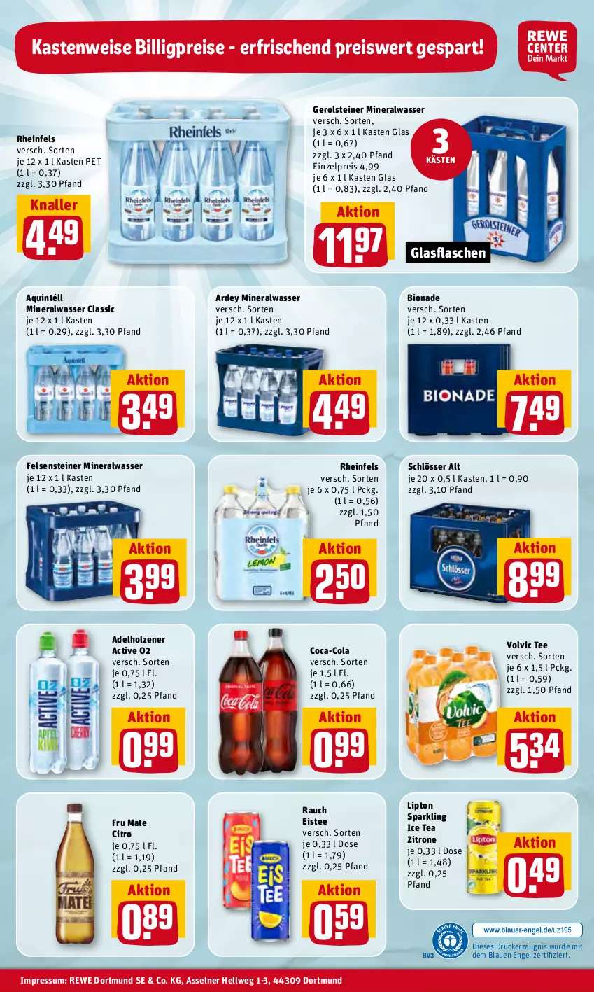 Aktueller Prospekt Rewe - Prospekte - von 27.06 bis 03.07.2022 - strona 36 - produkty: adelholzener, Alwa, bio, bionade, coca-cola, cola, drucker, eis, eistee, Engel, flasche, gerolsteine, gerolsteiner, glasflasche, Holz, ice tea, kerze, lipton, mineralwasser, Mineralwasser Classic, Rauch, reis, steiner, tee, Ti, volvic, wasser, zitrone