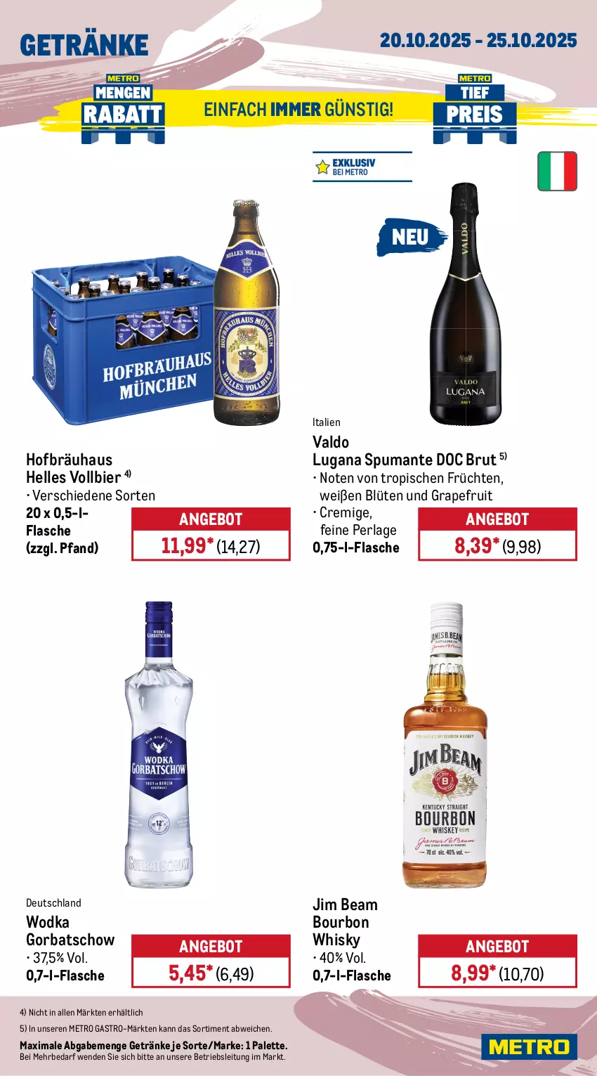 Aktueller Prospekt Metro - Wochen-Angebote Gastro - von 20.10 bis 25.10.2025 - strona 16 - produkty: angebot, auto, bier, Blüte, bourbon, Brei, brut, eis, elle, flasche, früchte, früchten, getränk, getränke, Gorbatschow, grapefruit, HP, jim beam, lenor, lenor weichspüler, Metro, metro gastro, Palette, perla, puma, Reinigung, reis, spumante, teller, Ti, valdo, weichspüler, whisky, wodka
