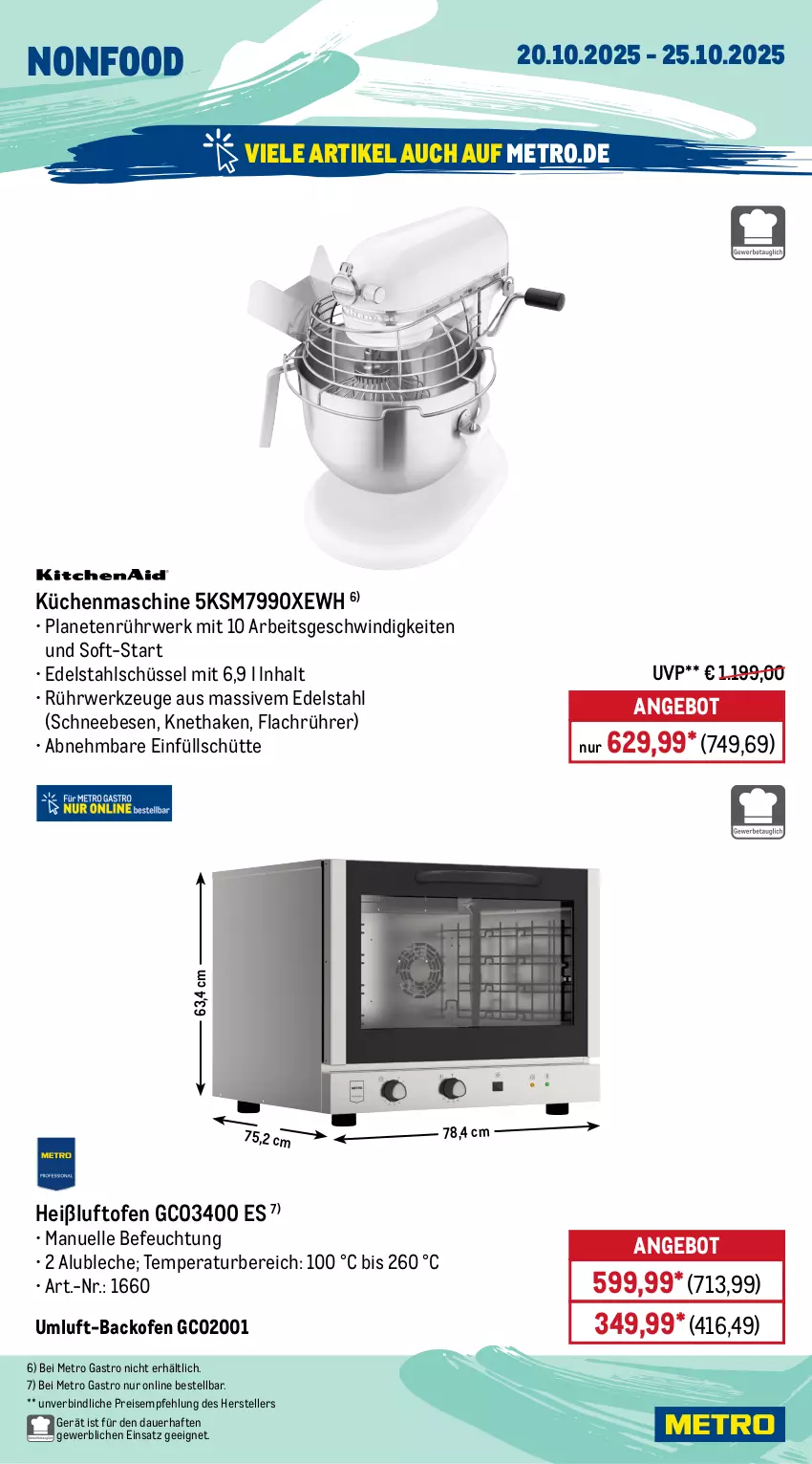 Aktueller Prospekt Metro - Wochen-Angebote Gastro - von 20.10 bis 25.10.2025 - strona 18 - produkty: ACC, angebot, auer, backofen, Behälter, besteck, edelstahl, eis, elle, geschirr, kaffee, küche, Küchen, küchenmaschine, Löffel, Metro, metro gastro, Ofen, reis, rwe, saft, Schneebesen, schneidebrett, schüssel, spülmaschinen, teller, Ti, Wella, werkzeug, werkzeuge