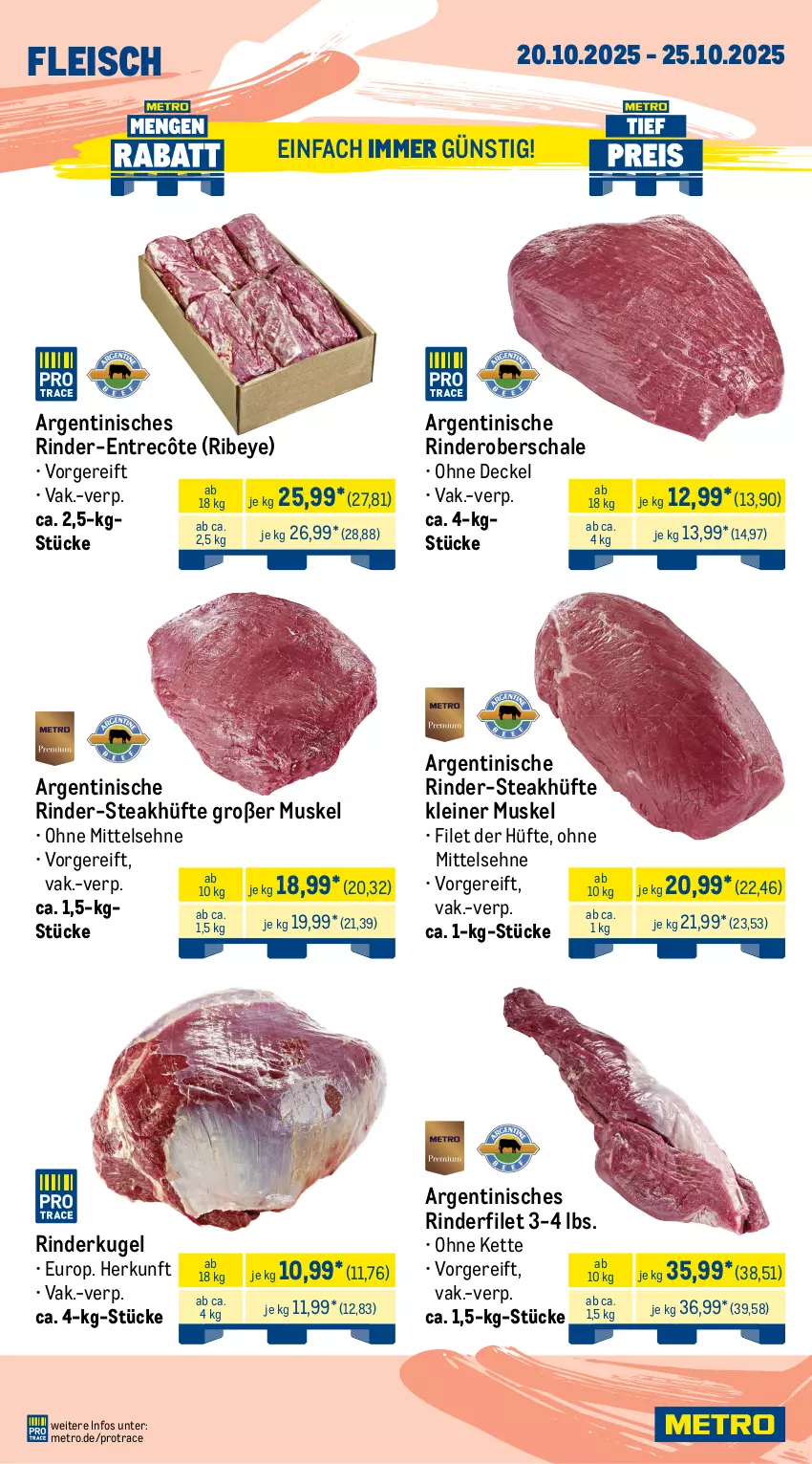 Aktueller Prospekt Metro - Wochen-Angebote Gastro - von 20.10 bis 25.10.2025 - strona 2 - produkty: decke, Deckel, eis, entrecôte, filet, fleisch, hackfleisch, Kette, Kugel, lachs, leine, Metro, rind, rinder, rinderfilet, rinderhackfleisch, Schal, Schale, schwein, schweine, schweinefilet, Schweinelachs, schweinenacken, steak, steakhüfte, tafelspitz, Ti, wein, weine