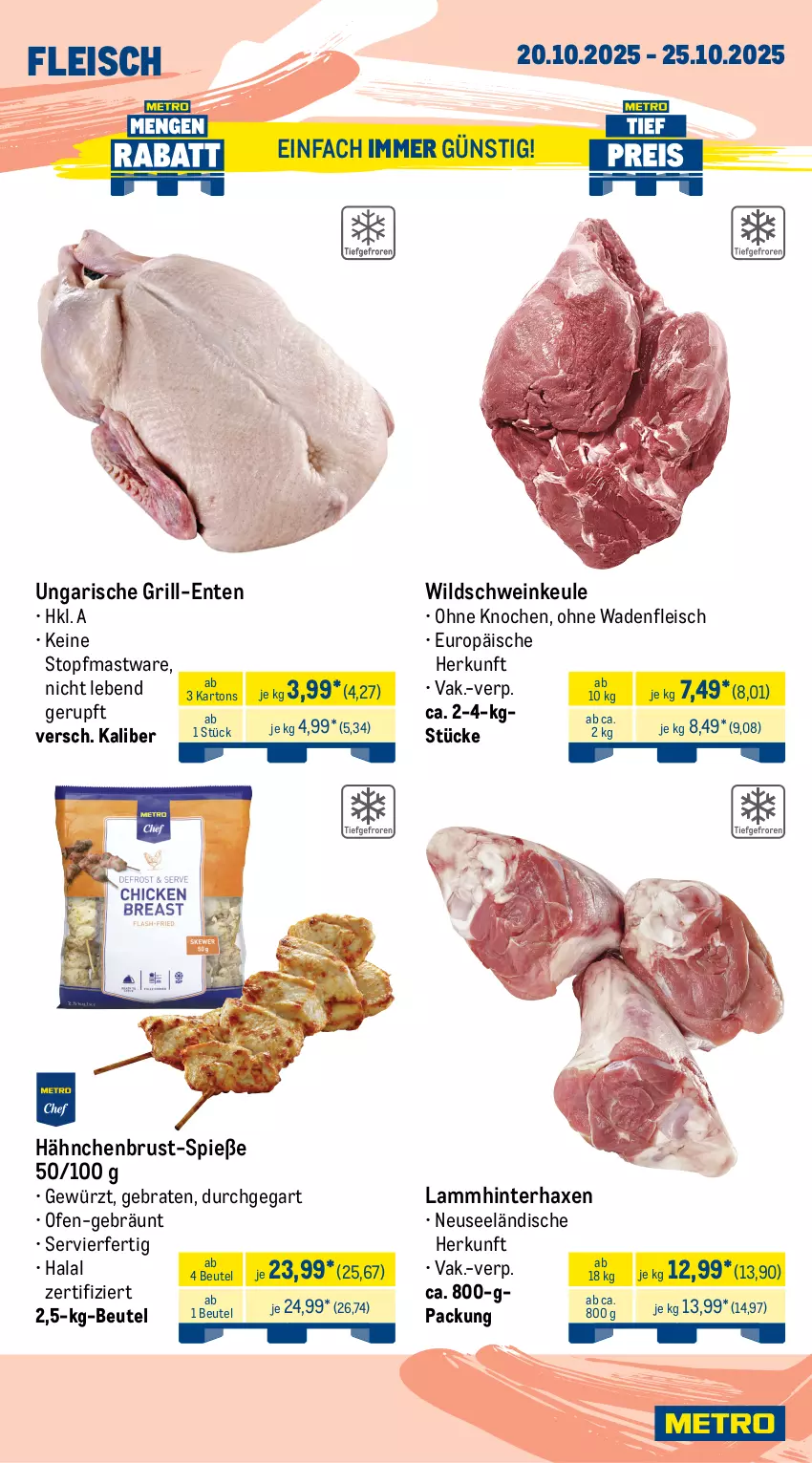 Aktueller Prospekt Metro - Wochen-Angebote Gastro - von 20.10 bis 25.10.2025 - strona 4 - produkty: Abtei, angebot, angebote, aqua, axe, beutel, braten, Dorade, dorade royal, eis, ente, filet, fisch, fischtheke, fleisch, frischfisch, gewürz, grill, hähnchenbrust, Haxe, lachs, lamm, Metro, Ofen, Rotbarsch, rotbarschfilet, rwe, schwein, teppich, Ti, topf, wein, Wild, Wildschwein