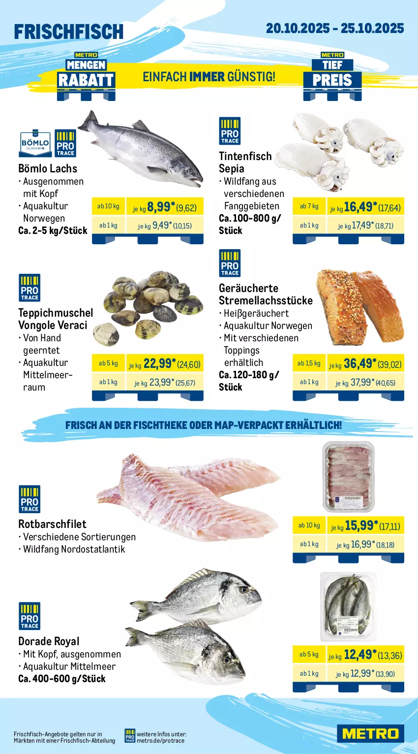 Aktueller Prospekt Metro - Wochen-Angebote Gastro - von 20.10 bis 25.10.2025 - strona 5 - produkty: Abtei, angebot, angebote, aqua, axe, beutel, braten, Dorade, dorade royal, eis, ente, filet, fisch, fischtheke, fleisch, frischfisch, gewürz, grill, hähnchenbrust, Haxe, lachs, lamm, Metro, Ofen, Rotbarsch, rotbarschfilet, rwe, schwein, teppich, Ti, topf, wein, Wild, Wildschwein