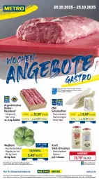 Gazetka promocyjna Metro - Wochen-Angebote Gastro - Gazetka - ważna od 25.10 do 25.10.2025 - strona 1 - produkty: abholpreise, angebot, angebote, beef, dressing, eis, filet, fisch, fische, Fischer, ilag, kraft, Metro, Rauch, reis, rind, rinder, roastbeef, rwe, sac, salat, Schere, scholl, Ti, tiefpreis, Weißkohl