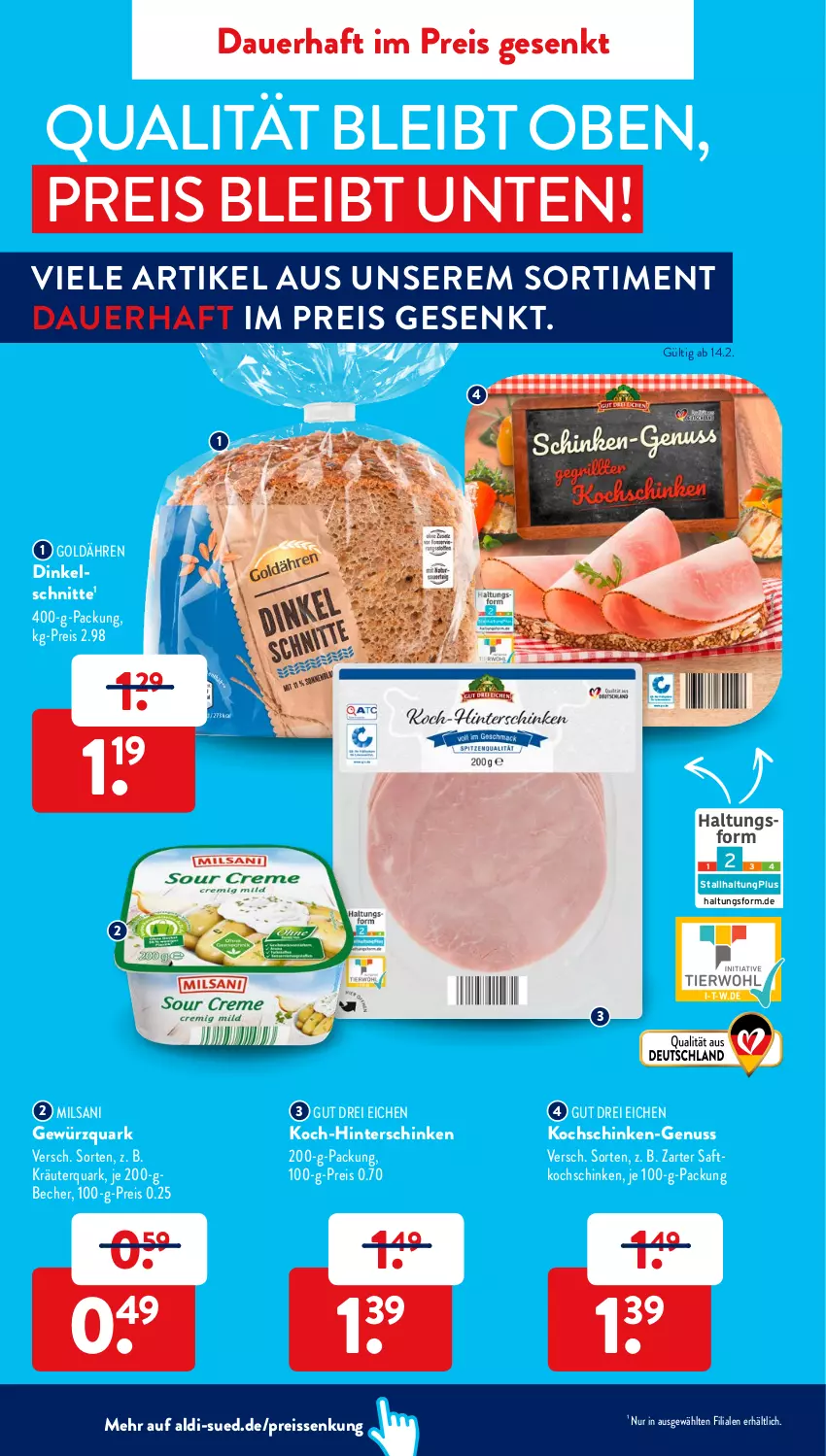 Aktueller Prospekt AldiSud - ALDI Aktuell - von 21.02 bis 26.02.2022 - strona 10 - produkty: aldi, auer, Becher, eis, gewürz, gewürzquark, hinterschinken, kochschinken, kräuter, nuss, quark, reis, reiss, saft, schinken, Ti