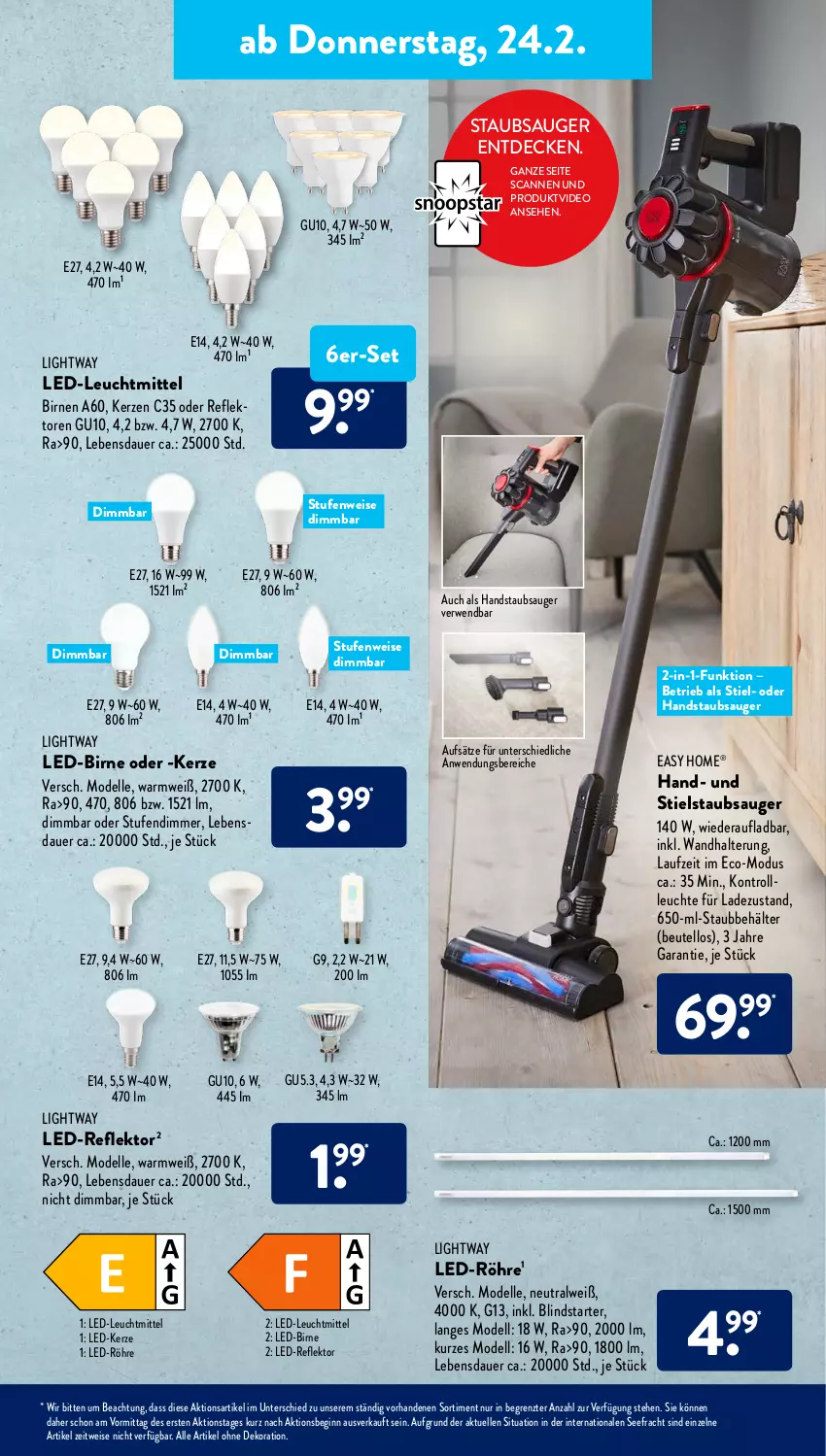 Aktueller Prospekt AldiSud - ALDI Aktuell - von 21.02 bis 26.02.2022 - strona 27 - produkty: alle artikel ohne dekoration, auer, Behälter, beutel, Birnen, decke, dekoration, dell, deo, dimmer, eis, elle, gin, handstaubsauger, kerze, LED-Kerze, Leuchte, leuchtmittel, Mode, rwe, staubsauger, Stielstaubsauger, Ti, wandhalterung, ZTE