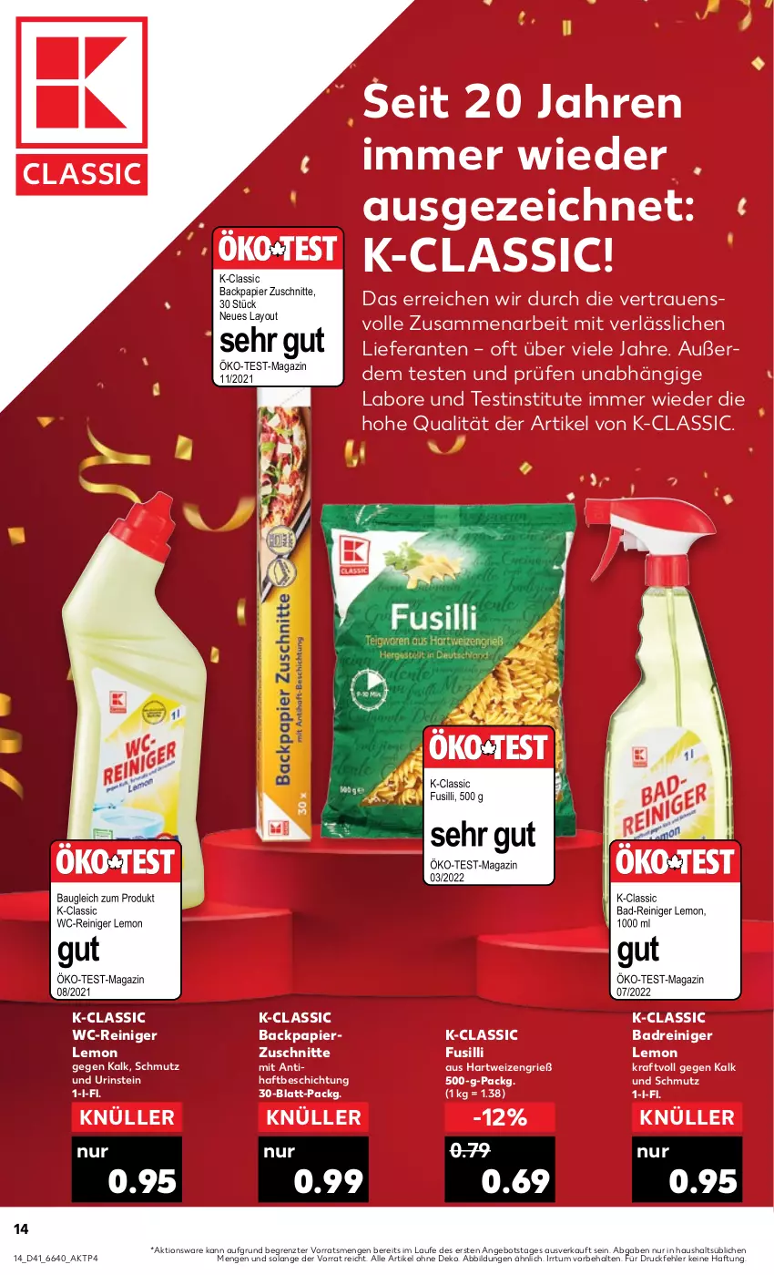 Aktueller Prospekt Kaufland - Prospekt - von 12.10 bis 18.10.2023 - strona 14 - produkty: angebot, Bad, erde, fusilli, hartweizen, kraft, magazin, papier, reiniger, Ti, wc-reiniger, Yo, ZTE