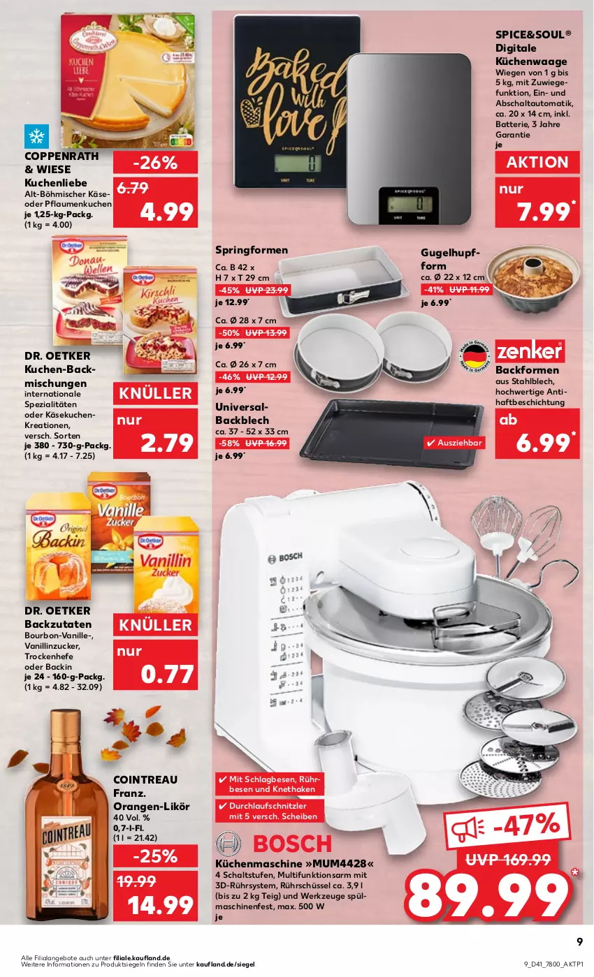 Aktueller Prospekt Kaufland - Prospekt - von 12.10 bis 18.10.2023 - strona 9 - produkty: angebot, angebote, auto, Backform, backmischung, Backmischungen, batterie, bourbon, coppenrath, Dr. Oetker, gefu, Hefe, Käse, käsekuchen, küche, kuchen, Küchen, kuchenliebe, küchenmaschine, Küchenwaage, likör, orange, orangen, pflaume, pflaumen, ring, Rührschüssel, Schal, schüssel, Spezi, Springform, spülmaschinen, Ti, vanille, Waage, werkzeug, werkzeuge, zucker