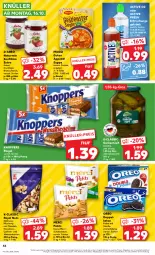 Gazetka promocyjna Kaufland - Prospekt - Gazetka - ważna od 18.10 do 18.10.2023 - strona 46 - produkty: angebot, aufstrich, beutel, brot, brotaufstrich, Cashew, creme, Doppelkekse, eis, elle, erfrischungsgetränk, frucht, getränk, gurke, gurken, haselnuss, keks, kekse, knoppers, konfitüre, konfitüre extra, leine, maggi, mandel, mandeln, merci, natur, nuss, oreo, riegel, schoko, schokolade, schokoladen, suppe, teller, Ti, topf, vanille, walnuss, walnusskerne, ZTE