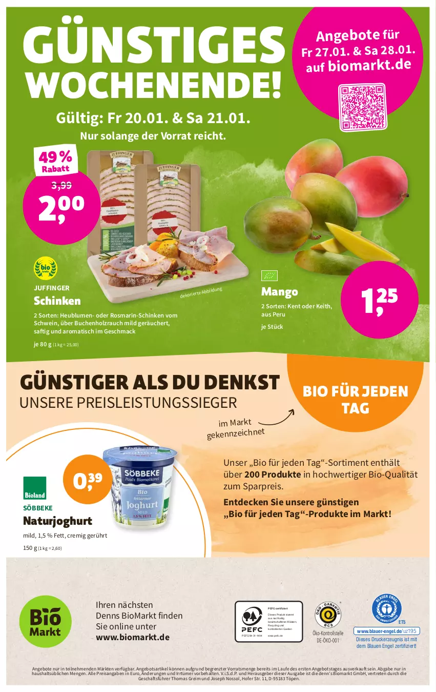 Aktueller Prospekt Denns Biomarkt - Prospekte - von 18.01 bis 31.01.2023 - strona 12 - produkty: angebot, angebote, auer, bio, blume, blumen, buch, Clin, decke, drucker, eis, elle, Engel, Heu, Holz, joghur, joghurt, joghurt mild, kerze, mac, mango, natur, naturjoghurt, Rauch, reis, rosmarin, saft, schinken, schwein, söbbeke, Ti, tisch, trolli, wein, ZTE