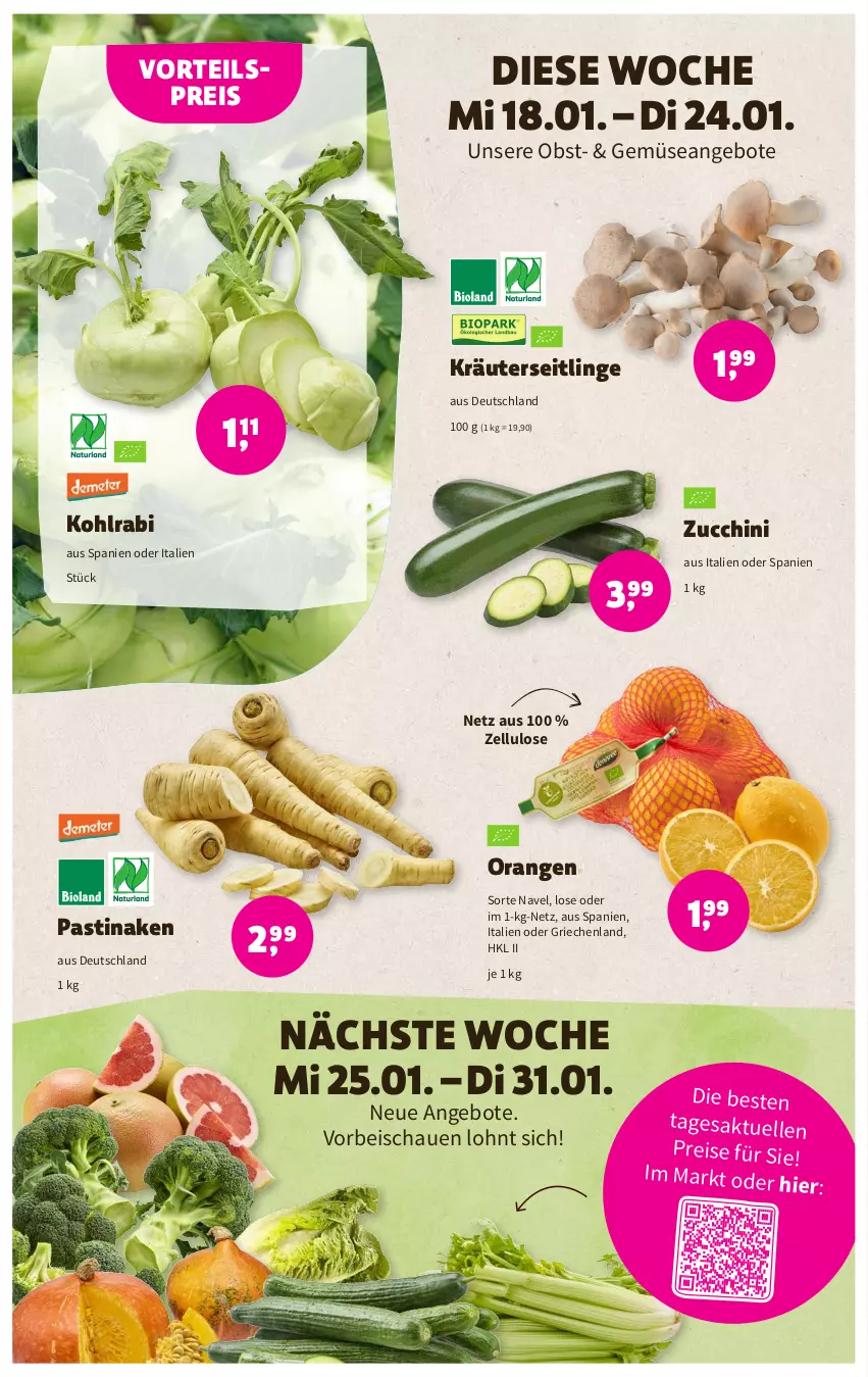 Aktueller Prospekt Denns Biomarkt - Prospekte - von 18.01 bis 31.01.2023 - strona 2 - produkty: angebot, angebote, asti, eis, elle, kohlrabi, kräuter, Kräuterseitlinge, obst, orange, orangen, reis, Ti, vorteilspreis, zucchini