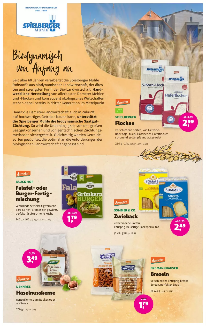 Aktueller Prospekt Denns Biomarkt - Prospekte - von 18.01 bis 31.01.2023 - strona 7 - produkty: Bau, Berger, bio, brezel, Brezeln, burger, dennree, elle, ente, erde, Falafel, gewürz, hafer, haferflocken, haselnuss, küche, mehl, nuss, ritter, rwe, snack, soja, Spezi, Ti, tisch