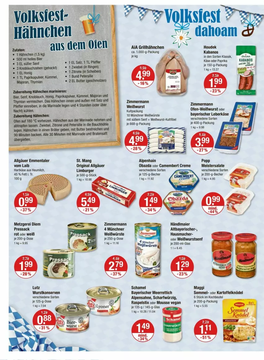 Aktueller Prospekt Vmarkt - Prospekte - von 11.09 bis 17.09.2025 - strona 12 - produkty: Alpenhain, Bau, Becher, beutel, bier, braten, burger, butter, camembert, camembert creme, creme, eis, elle, emmentaler, gin, grill, grillhähnchen, hartkäse, Hausmacher, Heu, heumilch, honig, houdek, kabanos, kartoffel, Kartoffelknödel, Käse, knoblauch, Knödel, kochbeutel, Konserven, leberkäs, leberkäse, LG, Limburger, mac, maggi, marinade, meerrettich, Meister, milch, mousse, obazda, Ofen, paprika, petersilie, pfeffer, Popp, Rettich, ring, sac, saft, sahne, salat, salate, salz, schamel, Semmel, senf, St. Mang, Ti, Weißwurst, wurst, wurstkonserven, zitrone, zwiebel